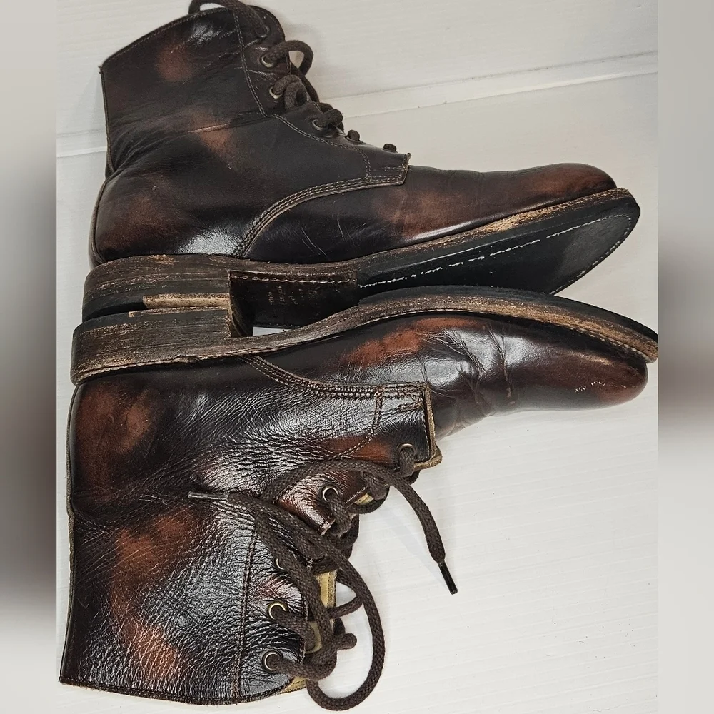 BED|STÜ Cobbler Series Men’s Two-Tone Brown Leather Lace-Up Boots – Handcrafted
